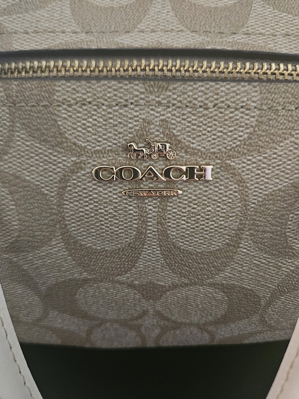 Coach Beige/Chalk Signature Tote with Gold Hardware - Picture 2 of 16